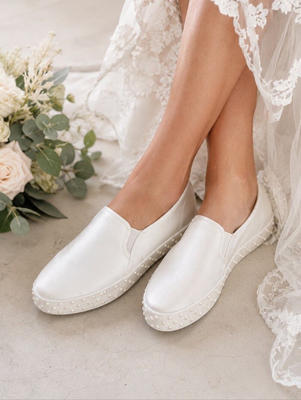 Keds X Kate Spade NEW Size 8.5: Bridal Pearl-Studded Slip-On Mules - White Pearl